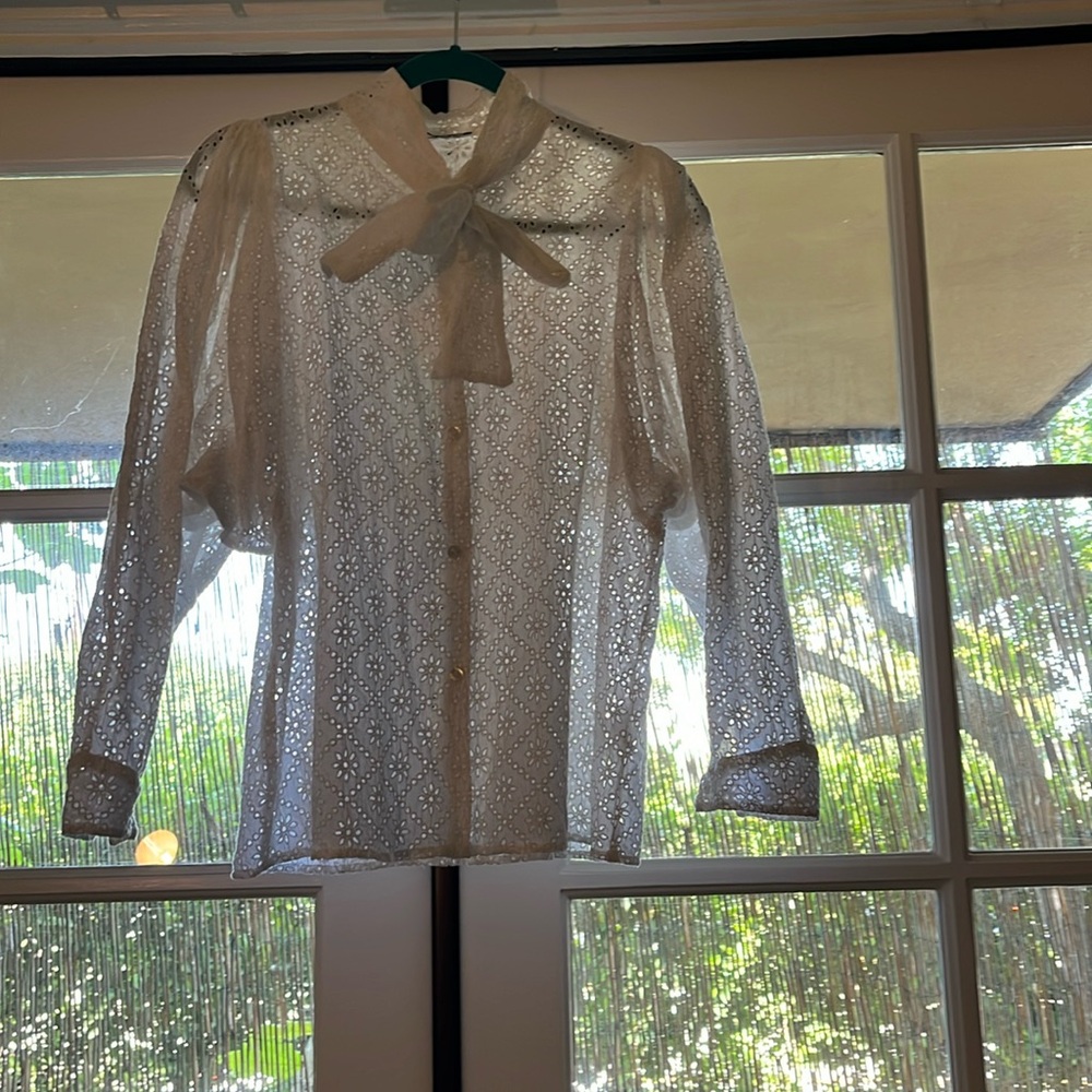 Batsheva Eyelet White Blouse